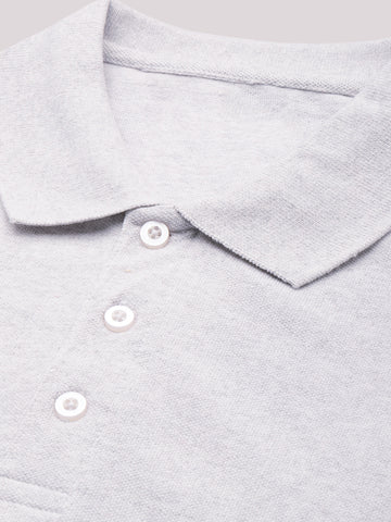 White Melange Polo T-Shirt