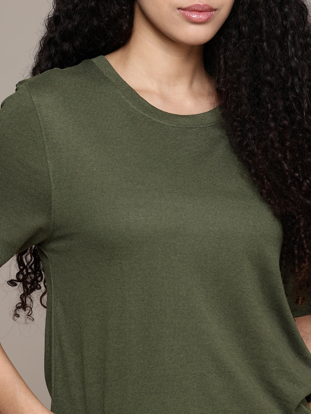 Half Sleeve  Olive Green T-Shirt