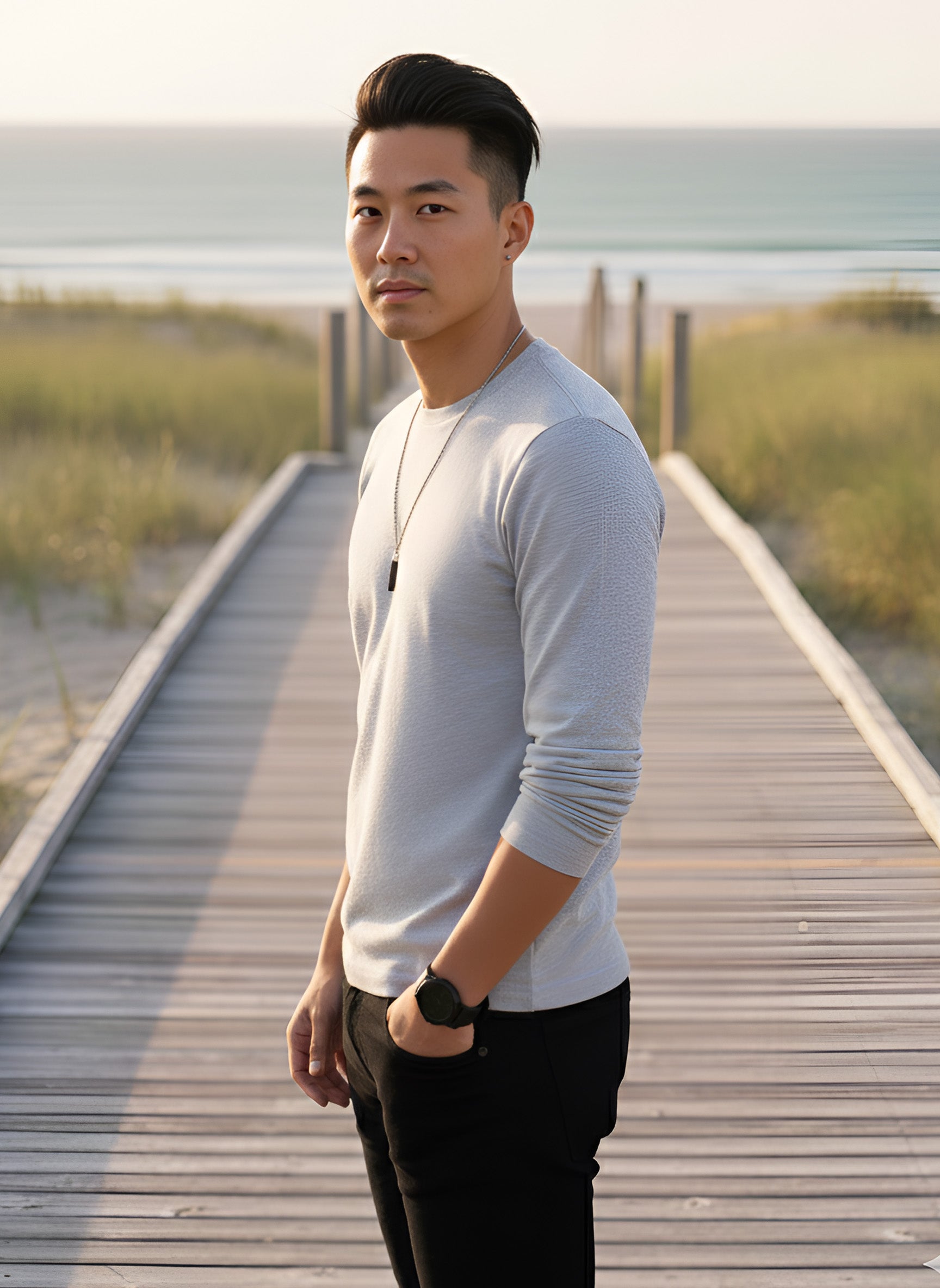 Long Sleeve Grey Melange T-Shirt