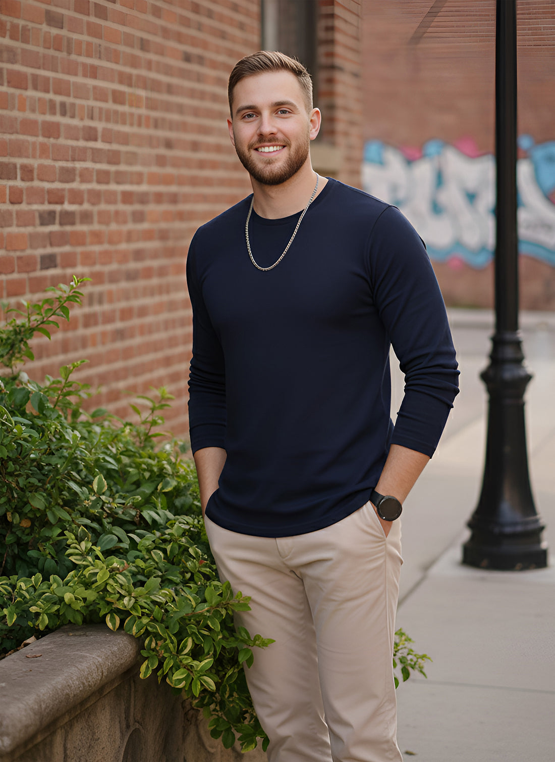 Long Sleeve Navy T-Shirt