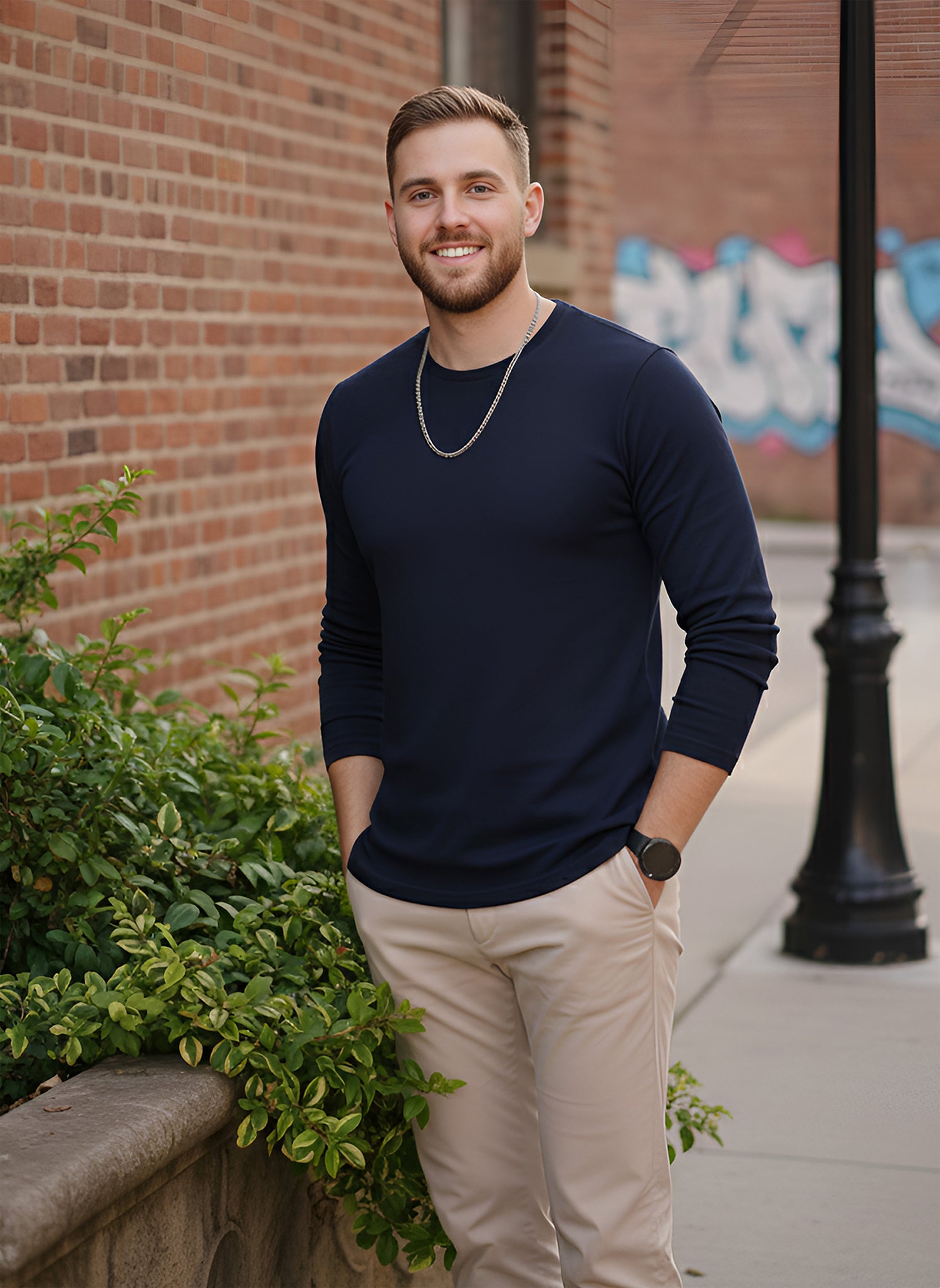 Long Sleeve Navy T-Shirt