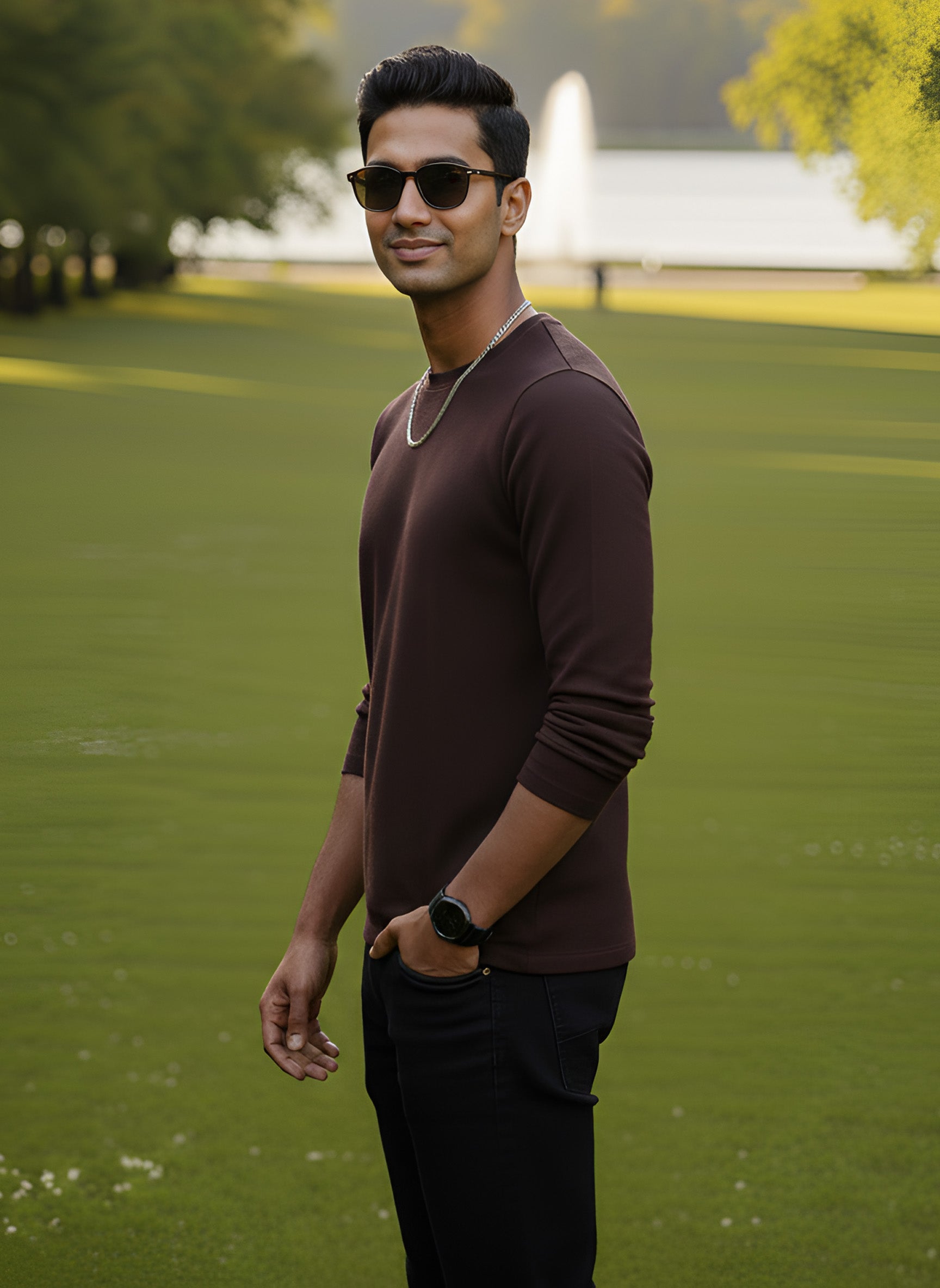 Long Sleeve Coffee Brown T-Shirt