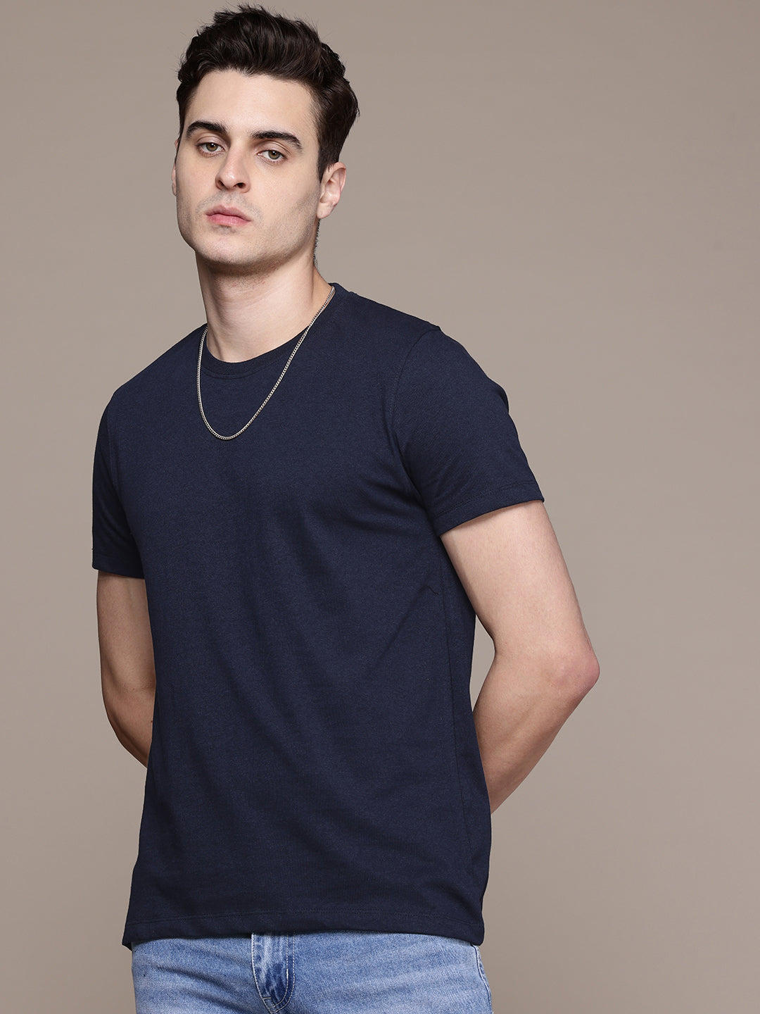 Mens Regular Half Sleeve Navy T-Shirt