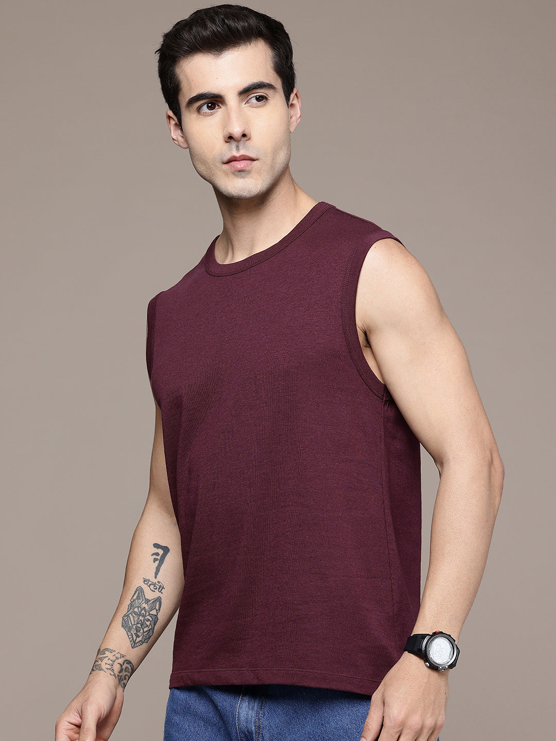 Sleeveless  Burgundy  T-Shirt