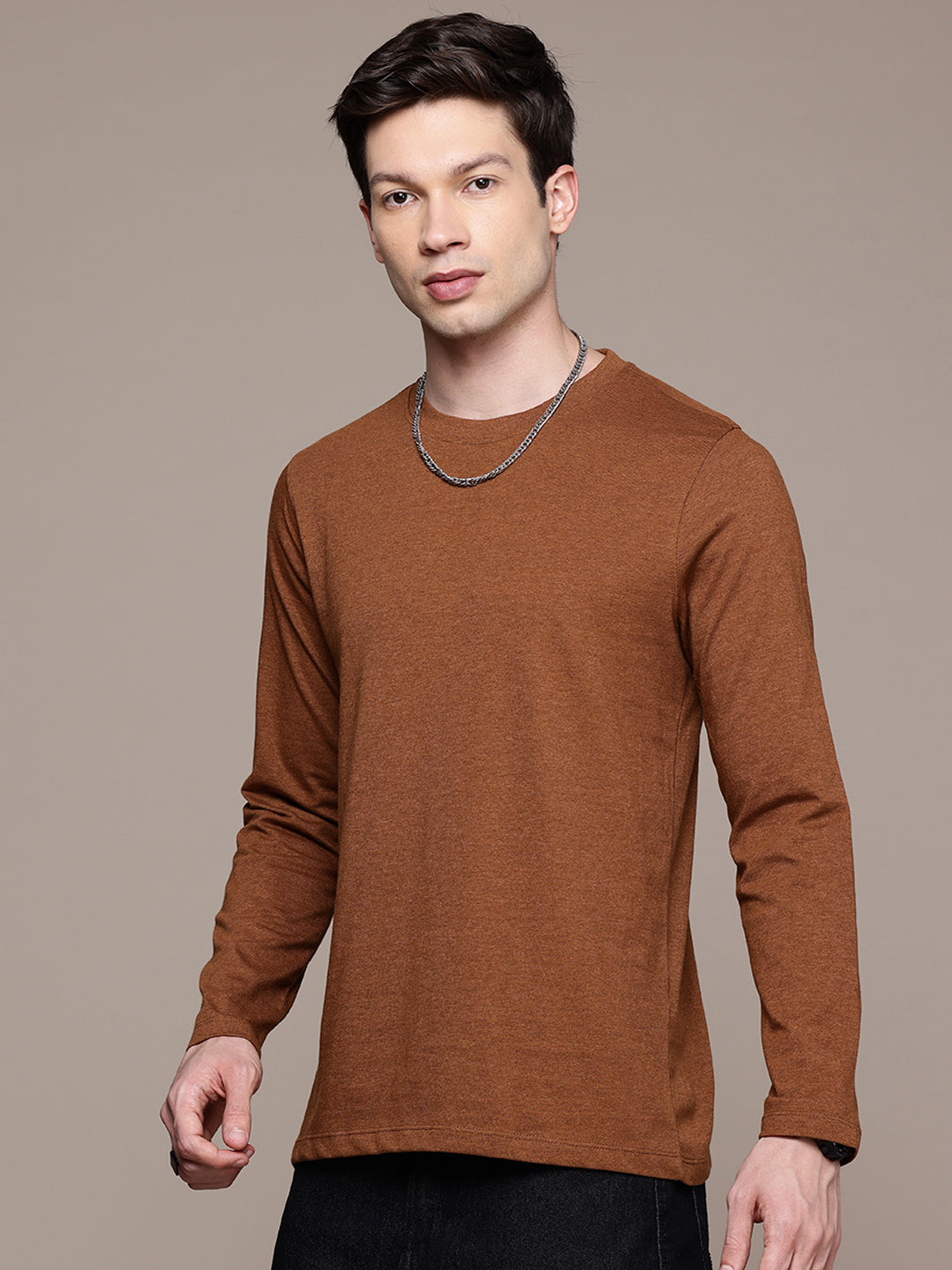 Long Sleeve Mustard Brown T-Shirt