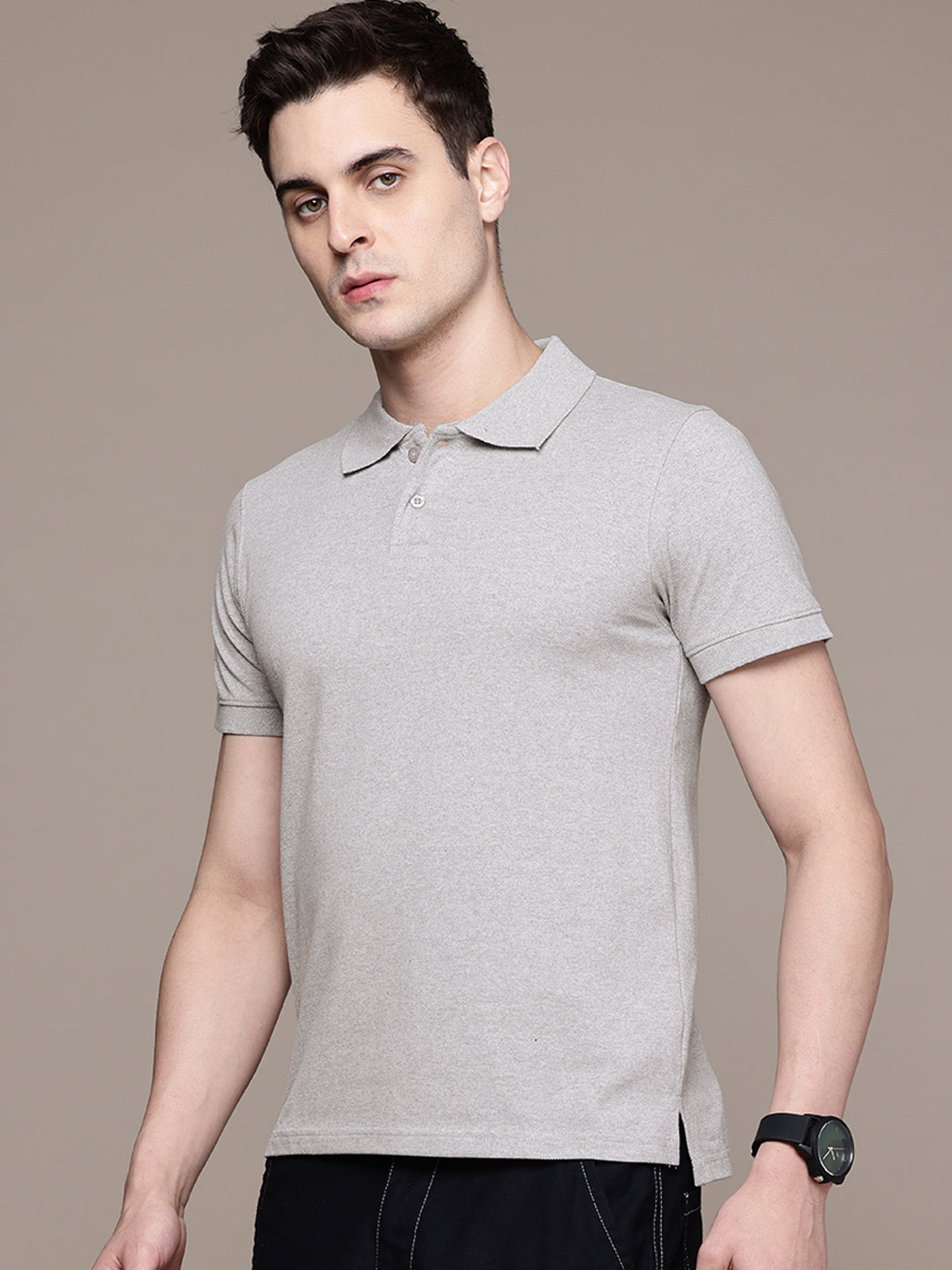 Grey Melange Polo T-Shirt