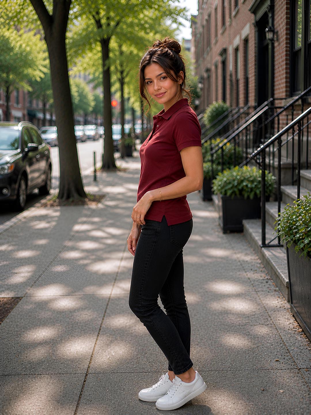 Womens Polo Burgundy T-Shirt