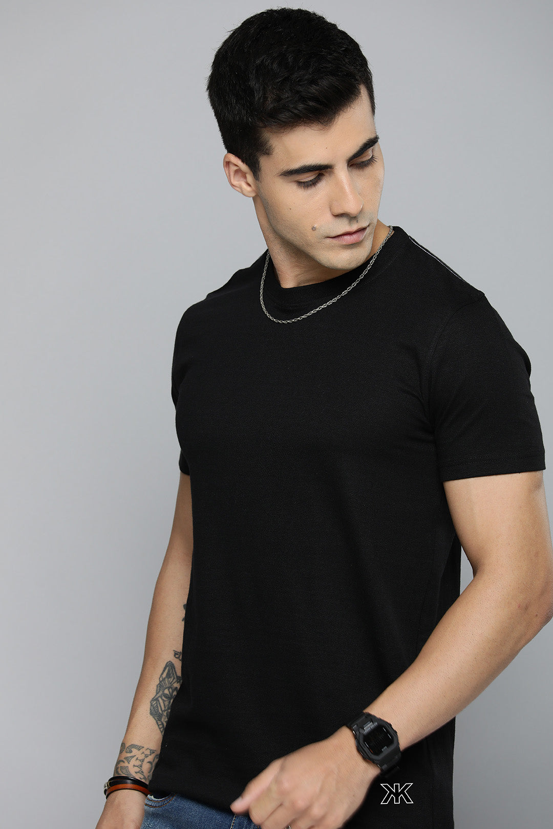 Mens Regular Half Sleeve Black T-Shirt
