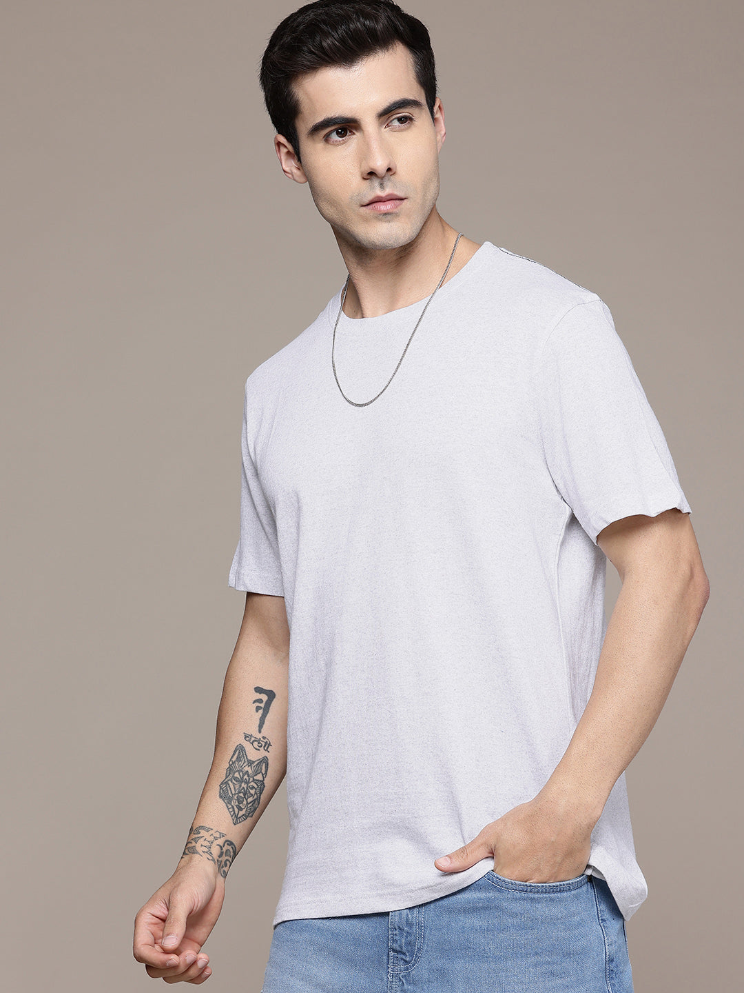 Oversized White Melange T-Shirt