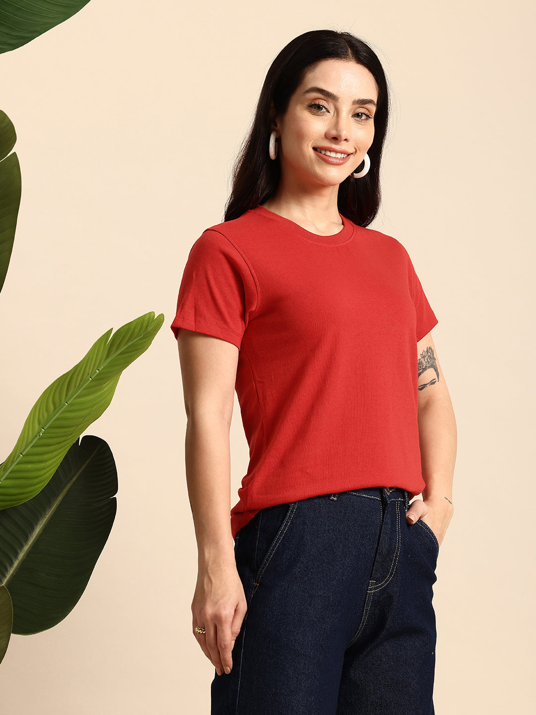 Half Sleeve  Red T-Shirt