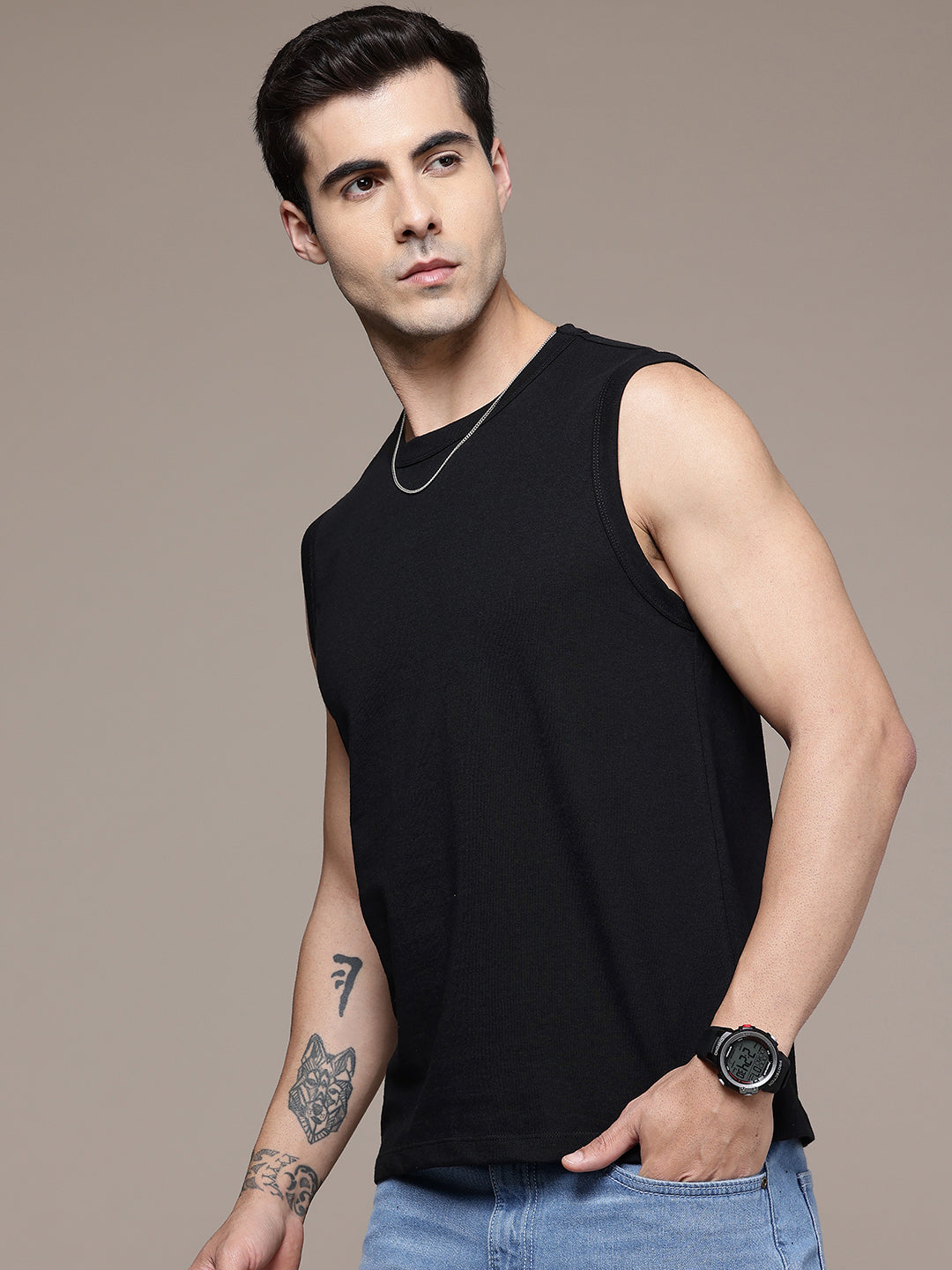 Sleeveless  Black T-Shirt