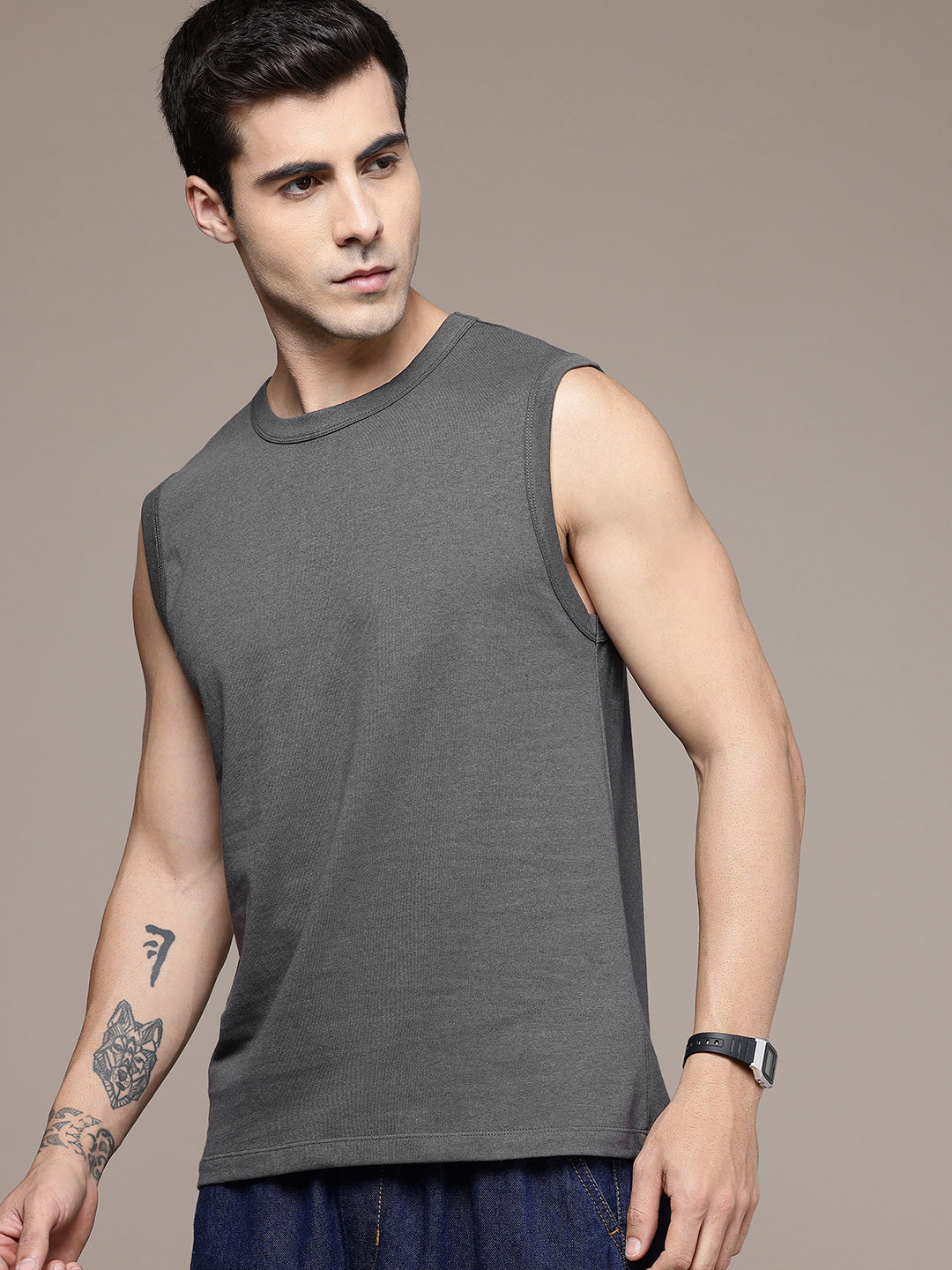 Sleeveless Steel Grey T-Shirt