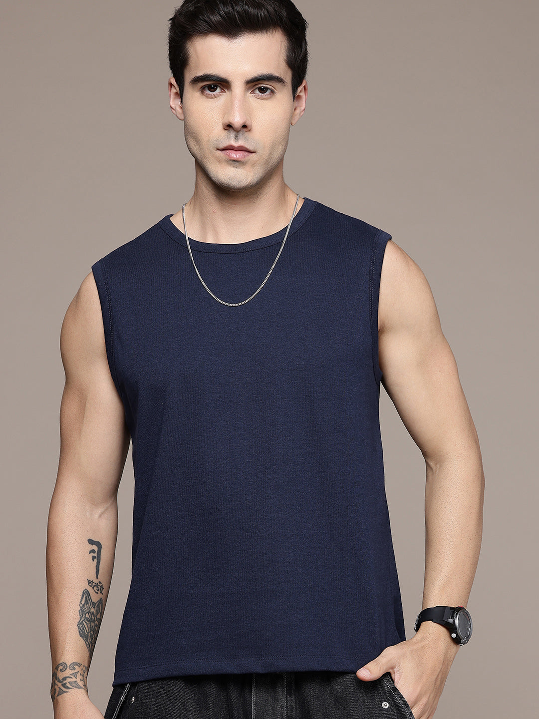 Sleeveless  Navy  T-Shirt