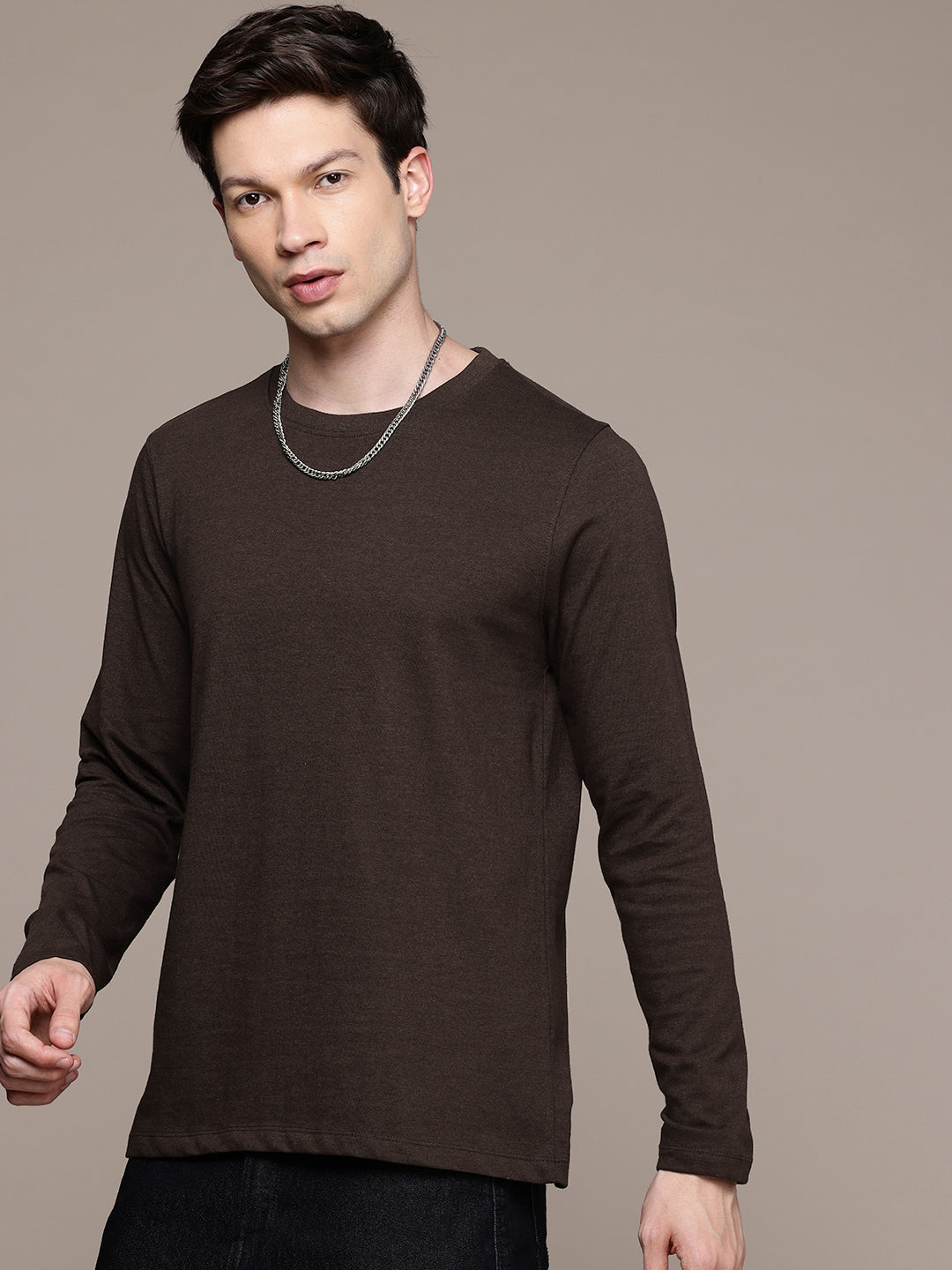 Long Sleeve Coffee Brown T-Shirt