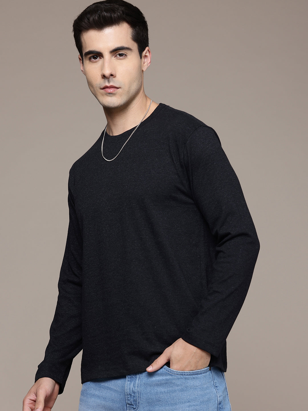 Long Sleeve Charcoal Melange T-Shirt