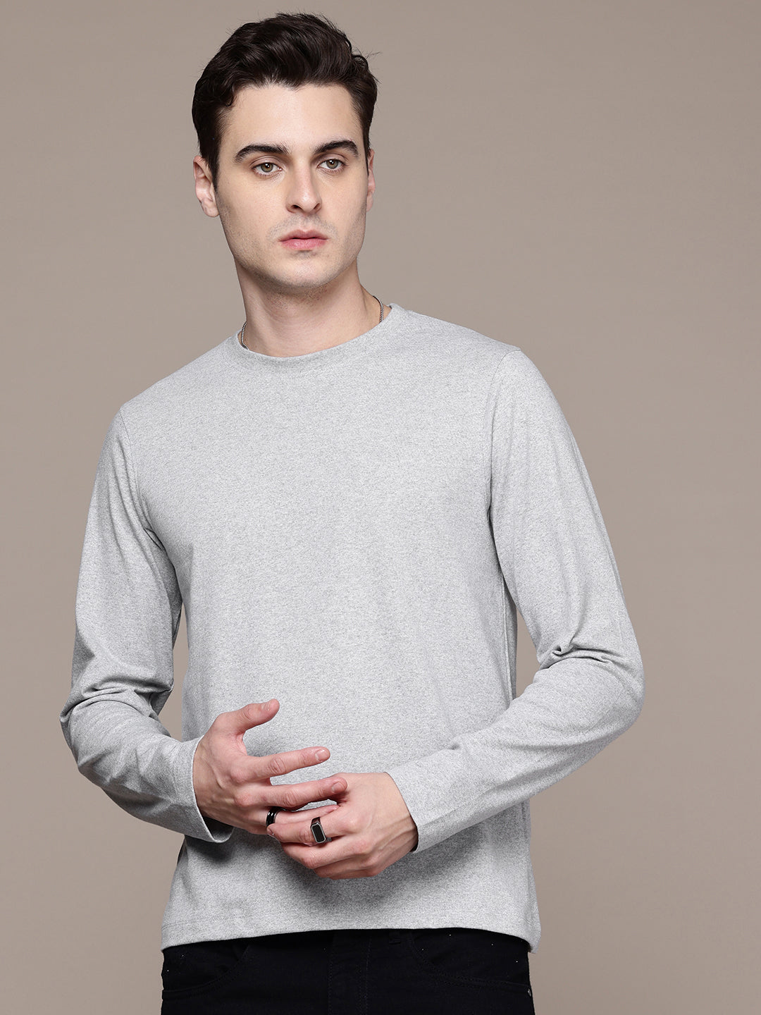 Long Sleeve Grey Melange T-Shirt