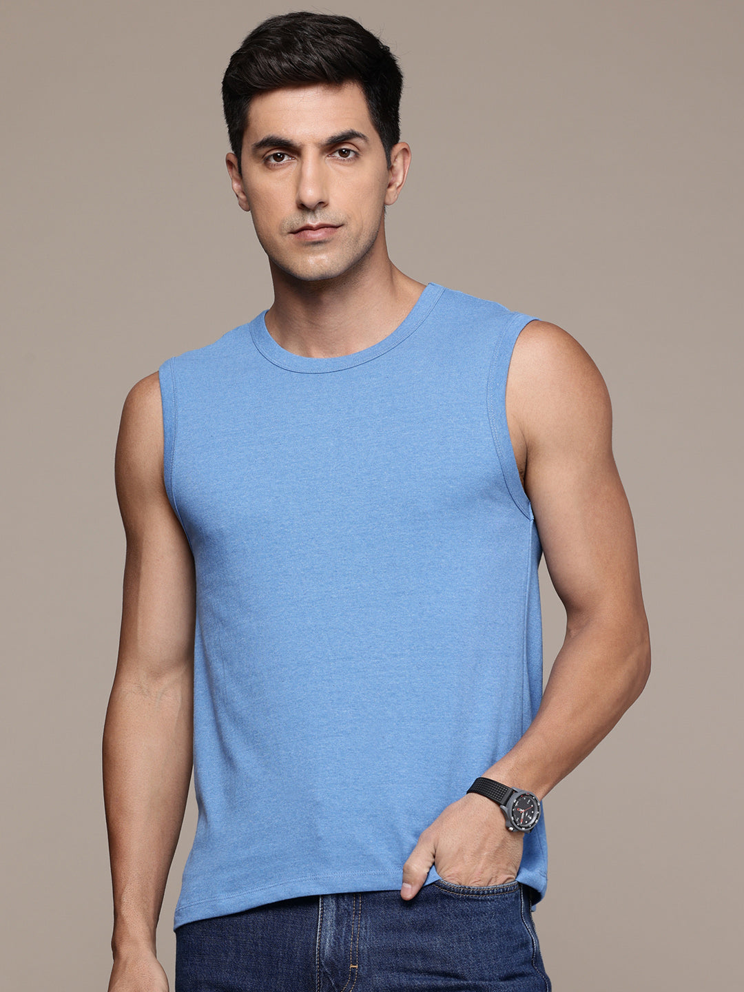 Sleeveless Sky Blue T-Shirt
