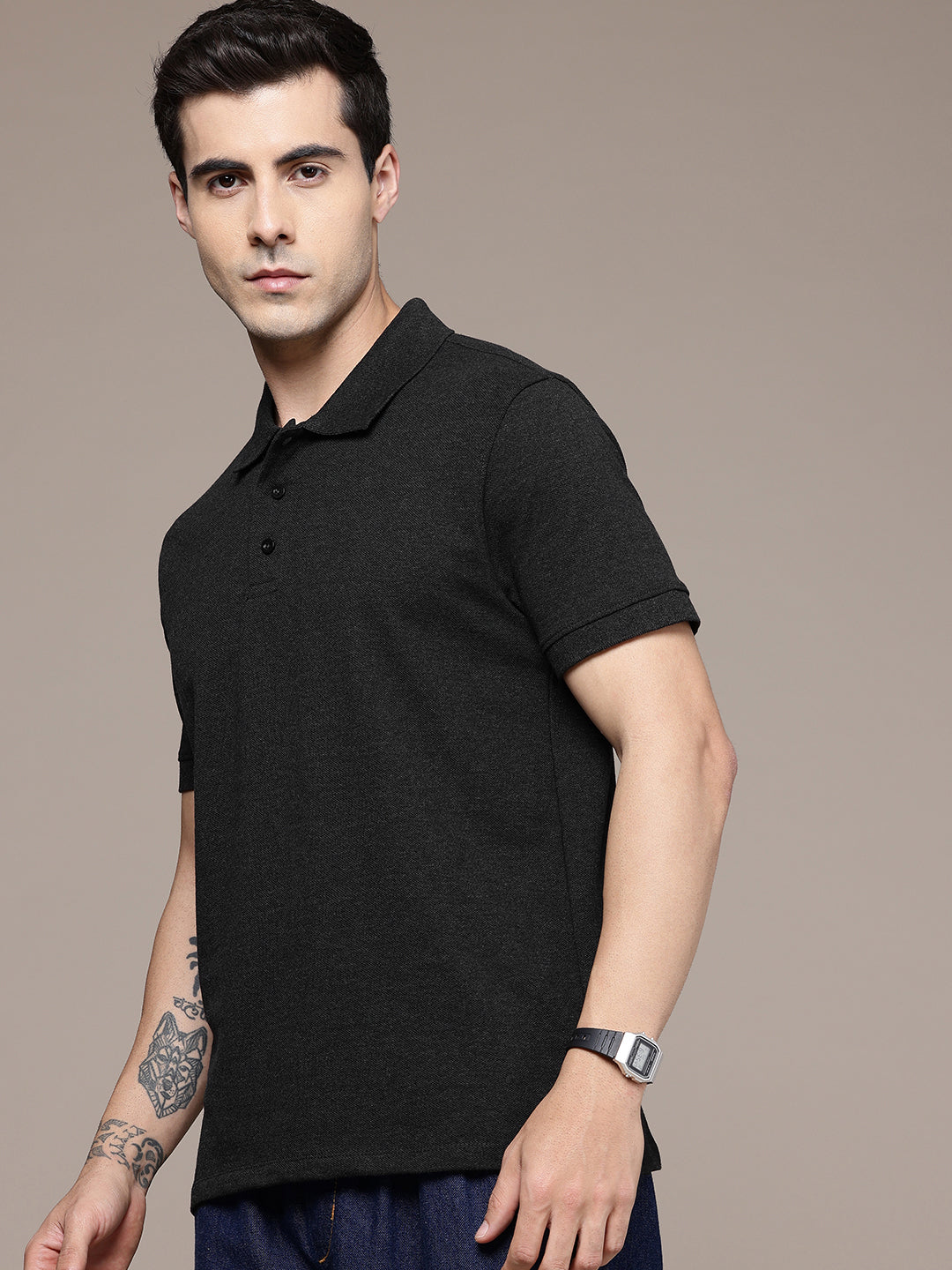 Charcoal Melange Polo T-Shirt