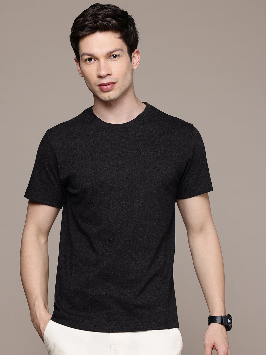 Mens Regular Charcoal Melange T-Shirt