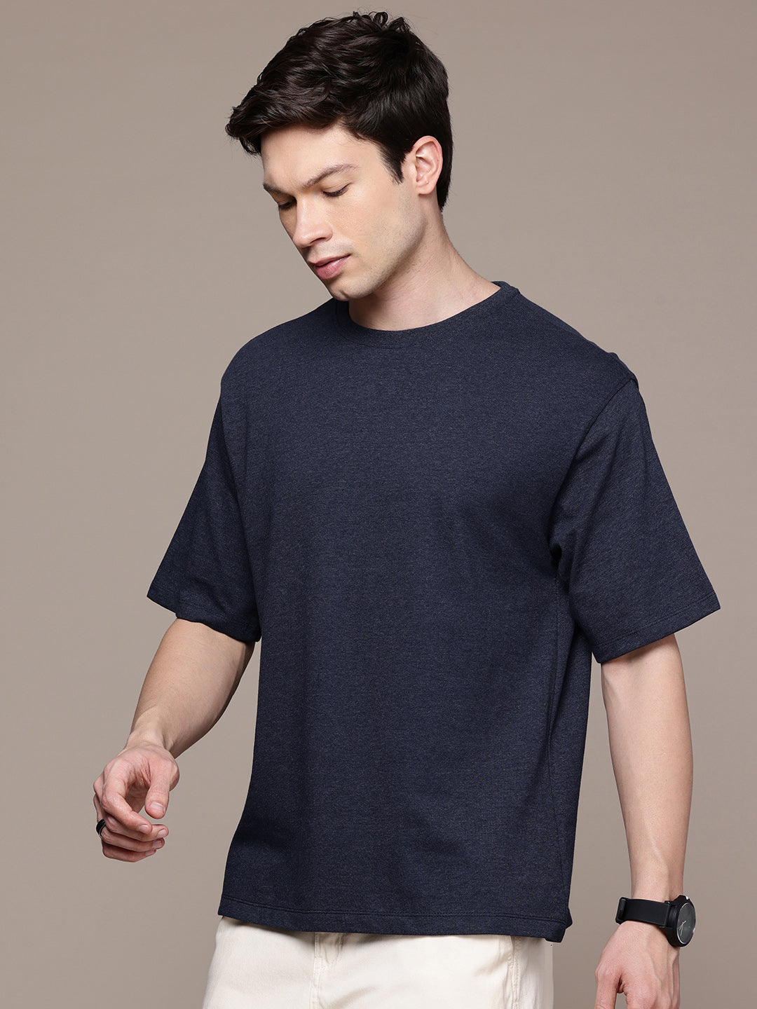 Oversized Navy Melange T-Shirt