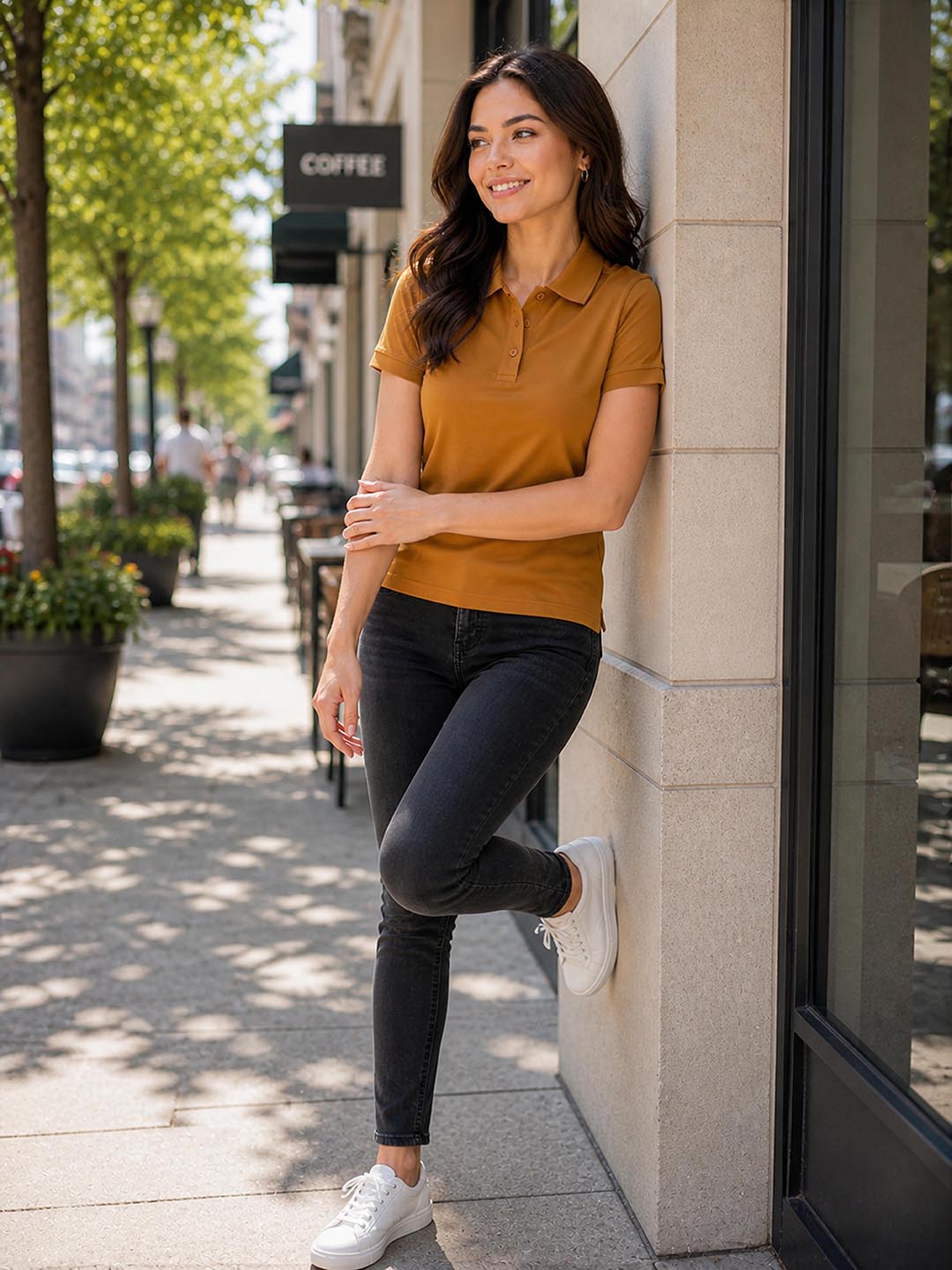 Womens Polo Mustard Brown T-Shirt