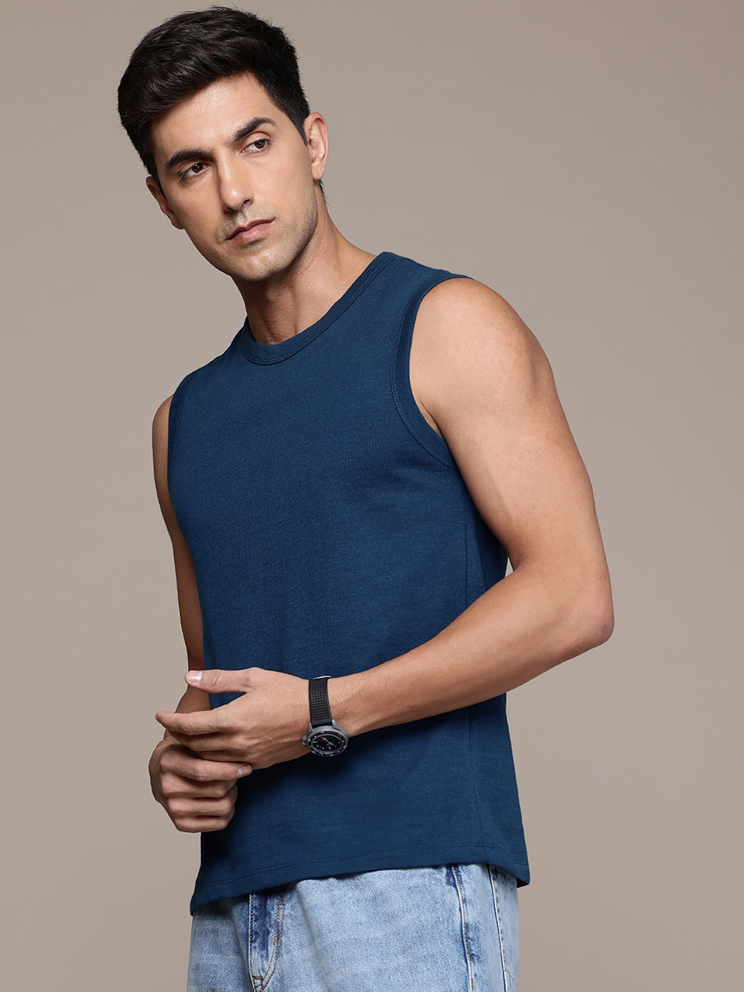 Sleeveless  Airforce Blue T-Shirt