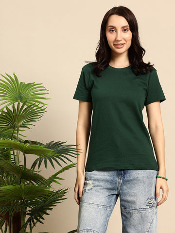 Half Sleeve Bottle Green T-Shirt