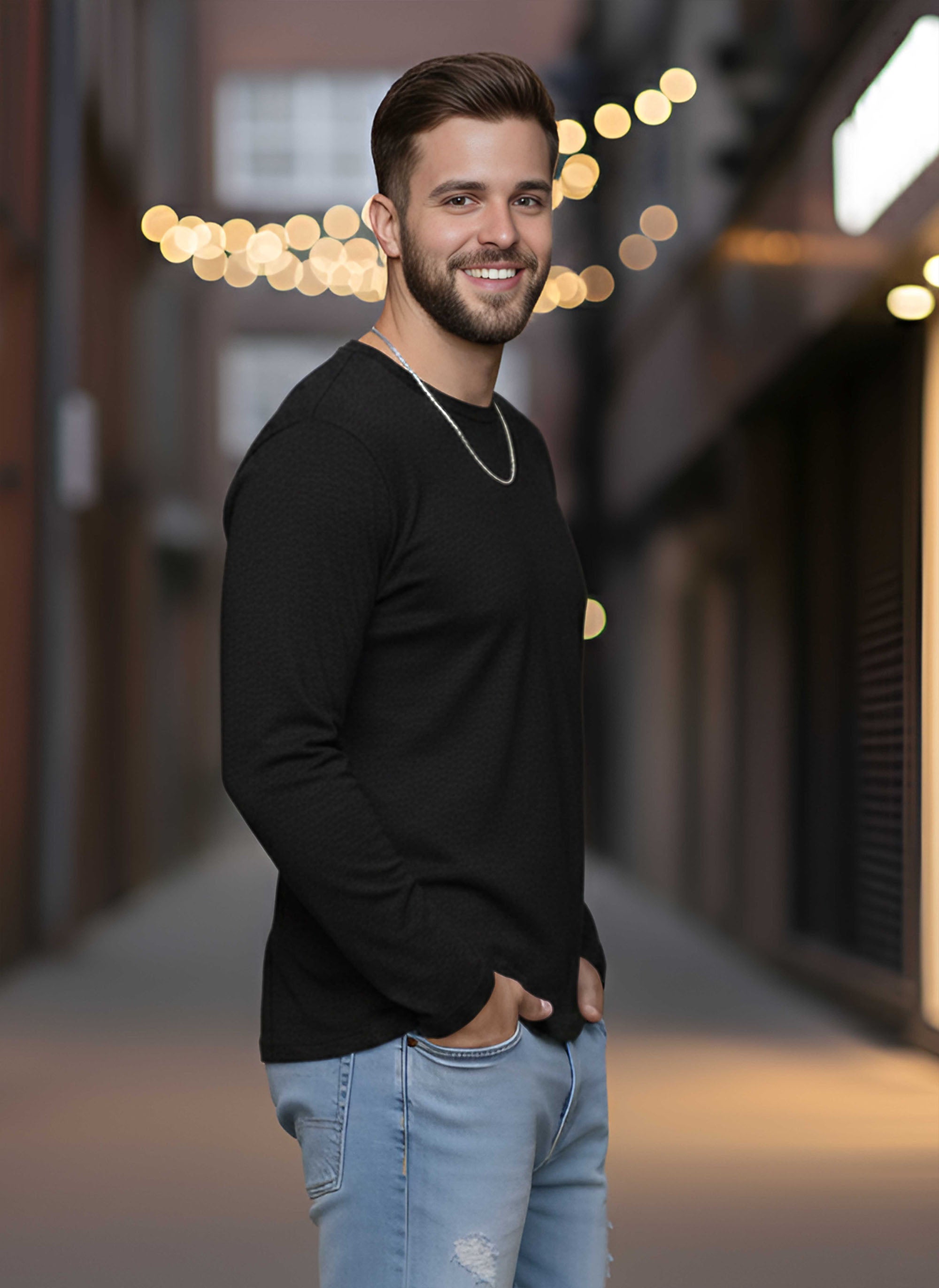 Long Sleeve Charcoal Melange T-Shirt