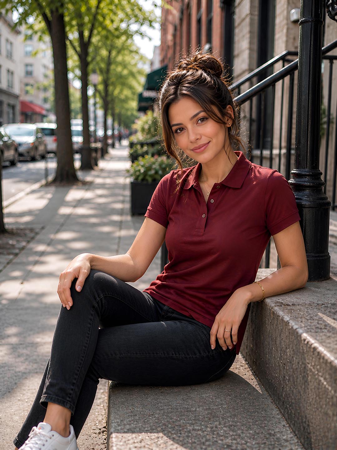 Womens Polo Burgundy T-Shirt