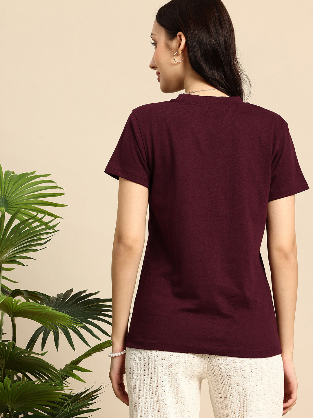 Half Sleeve Bargundy T-Shirt