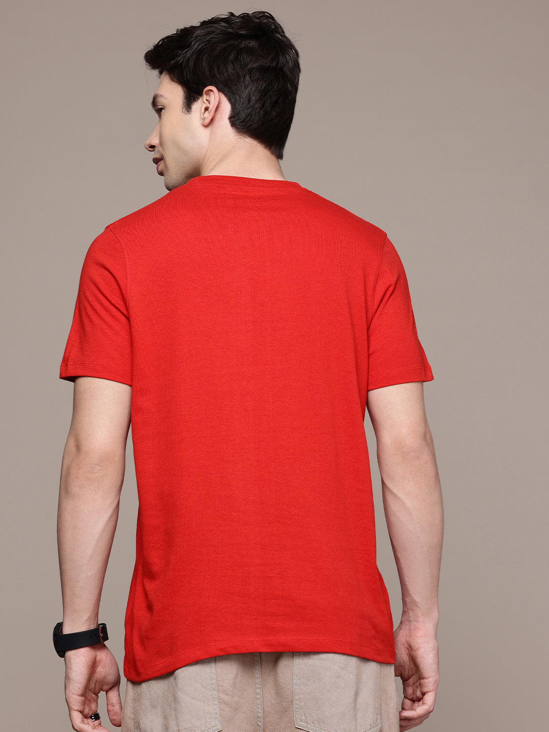 Mens Regular Half Sleeve Red T-Shirt