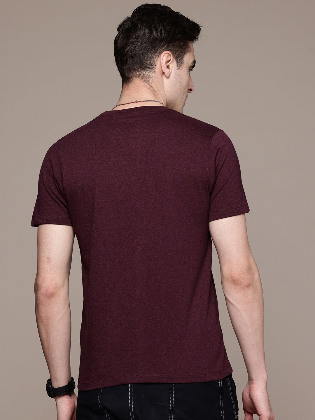 Mens Regular Half Sleeve Burgndy T-Shirt