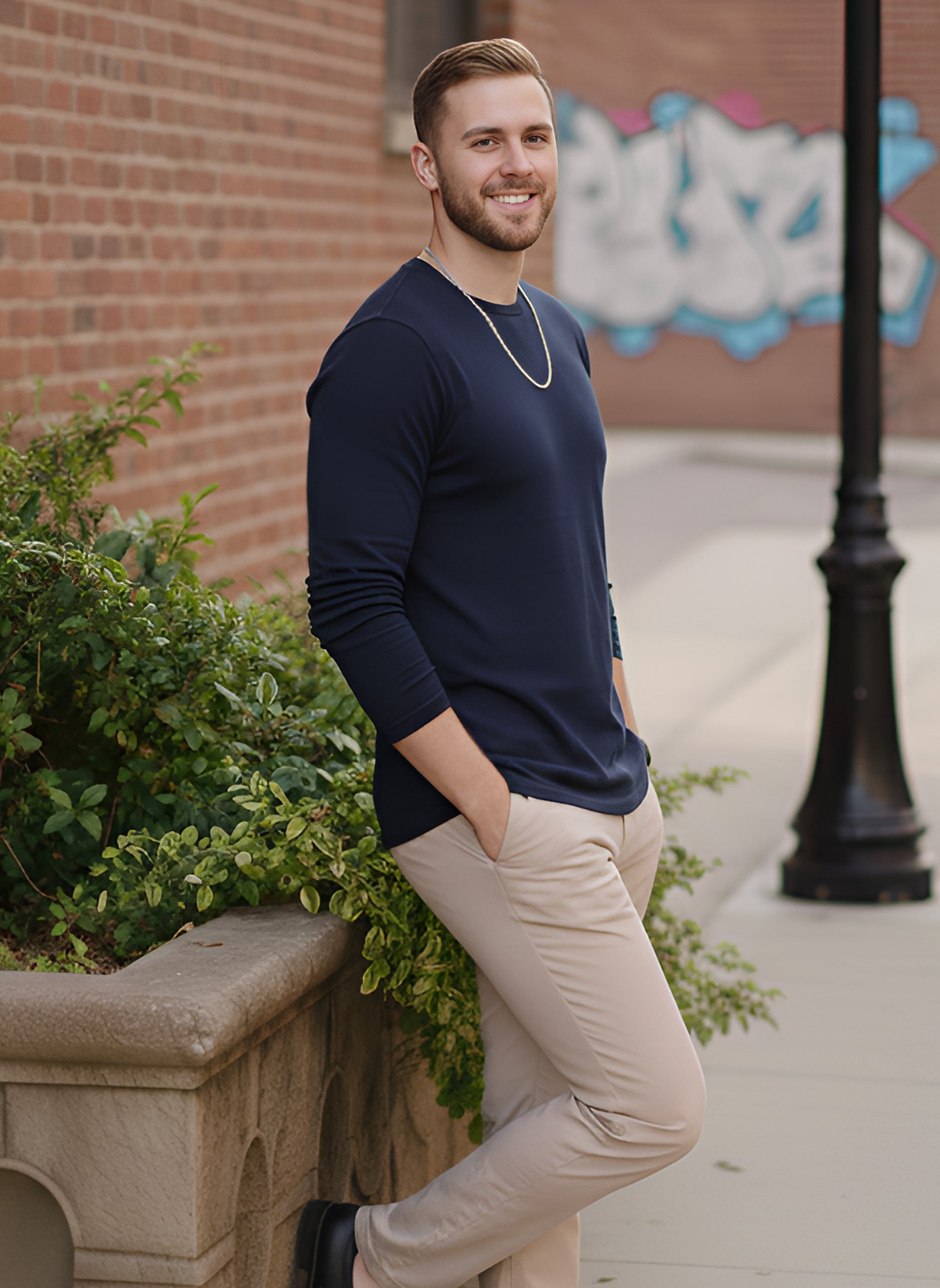 Long Sleeve Navy T-Shirt