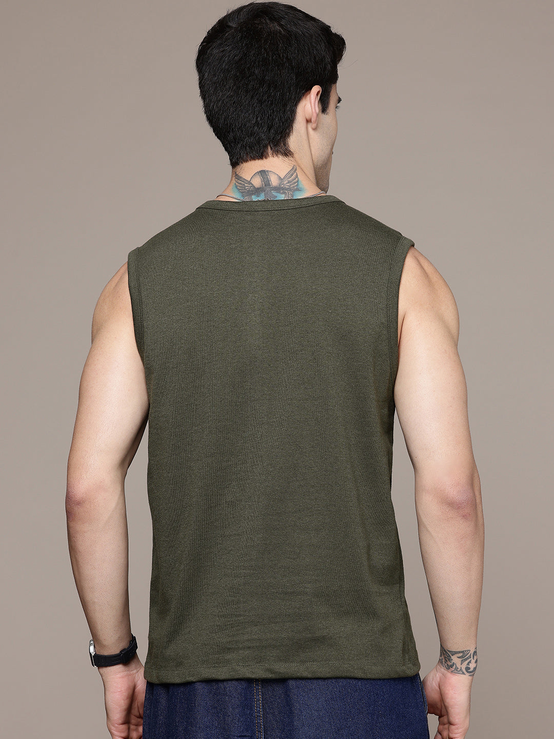 Sleeveless Olive Green T-Shirt