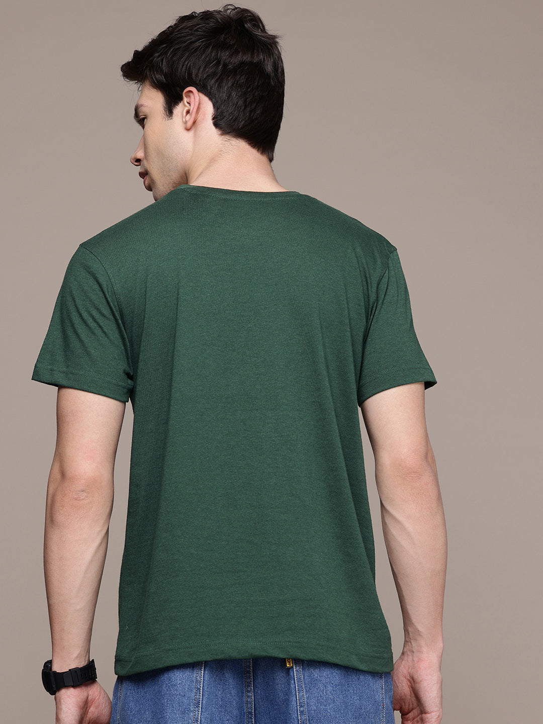 Mens Regular Half Sleeve Bottle Green T-Shirt