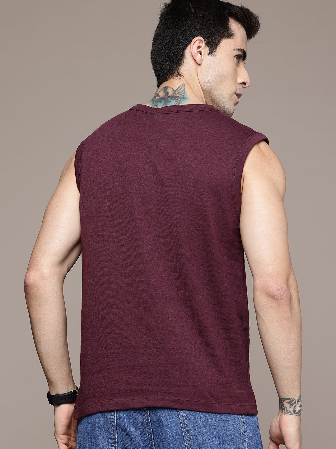 Sleeveless  Bargundy  T-Shirt