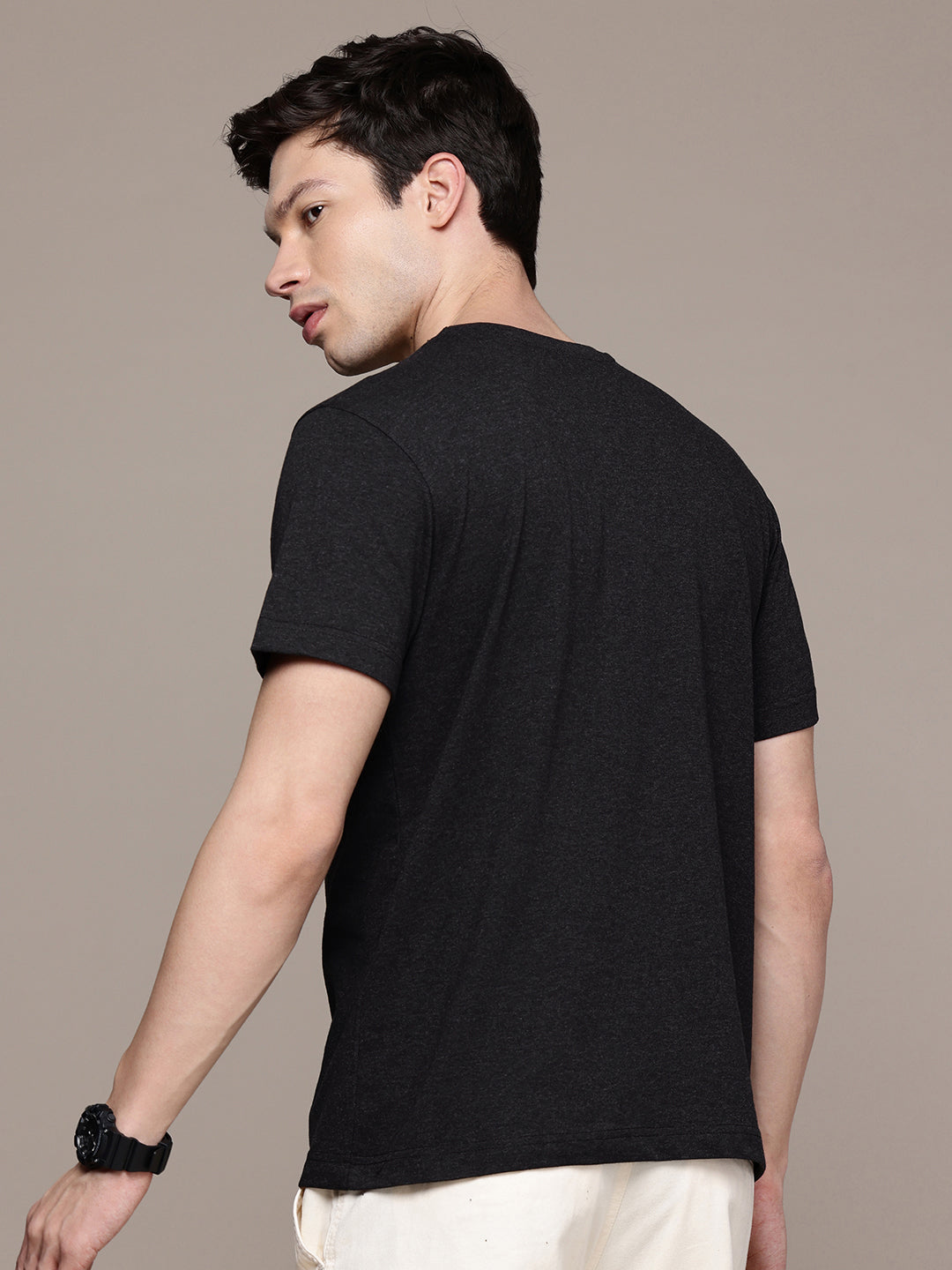Mens Regular Charcoal Melange T-Shirt