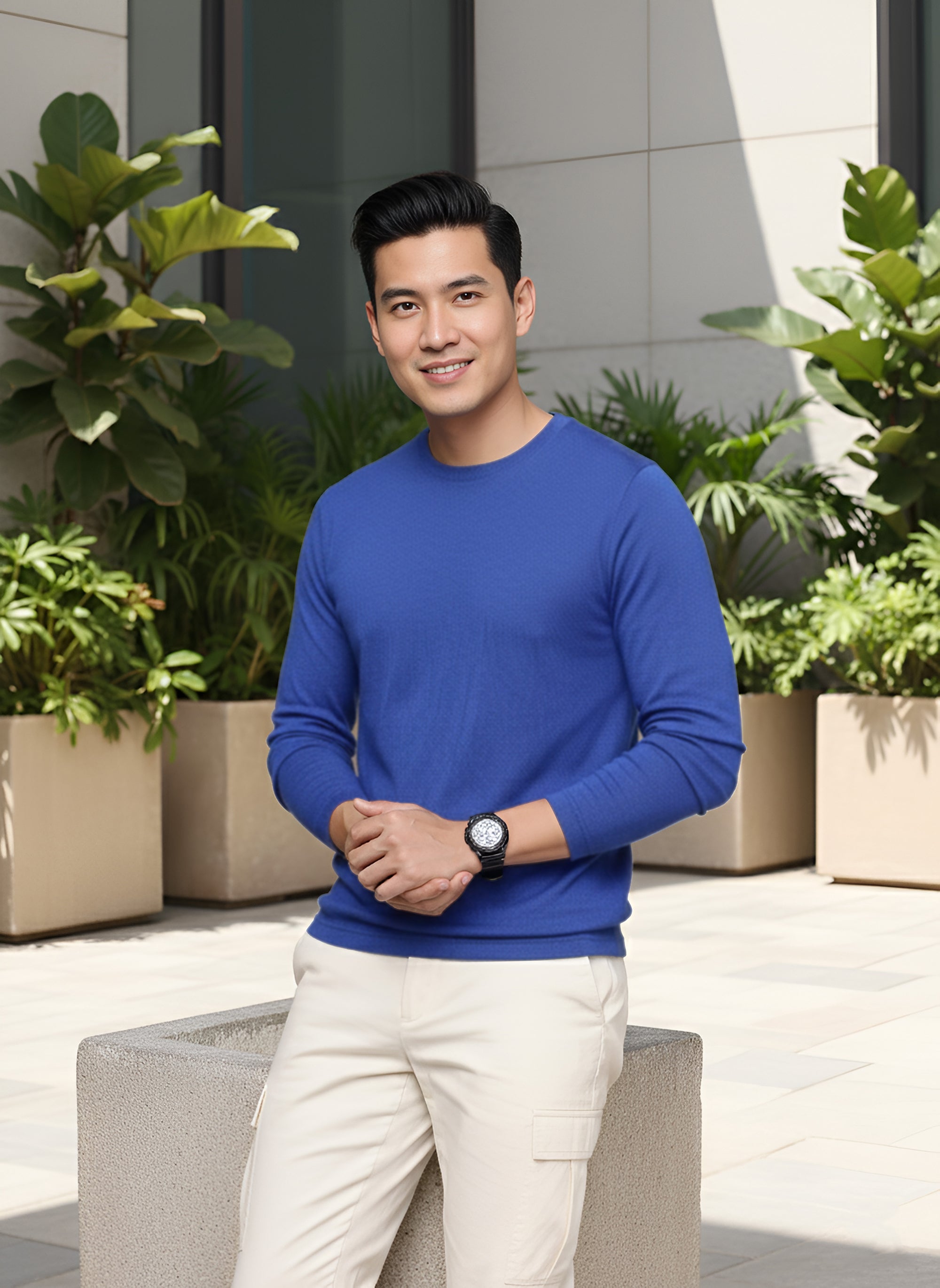 Long Sleeve Royal Blue T-Shirt