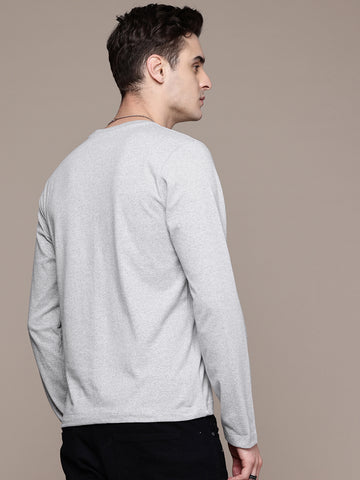 Mens Graphic Long Sleeve Airforce Blue T-Shirt