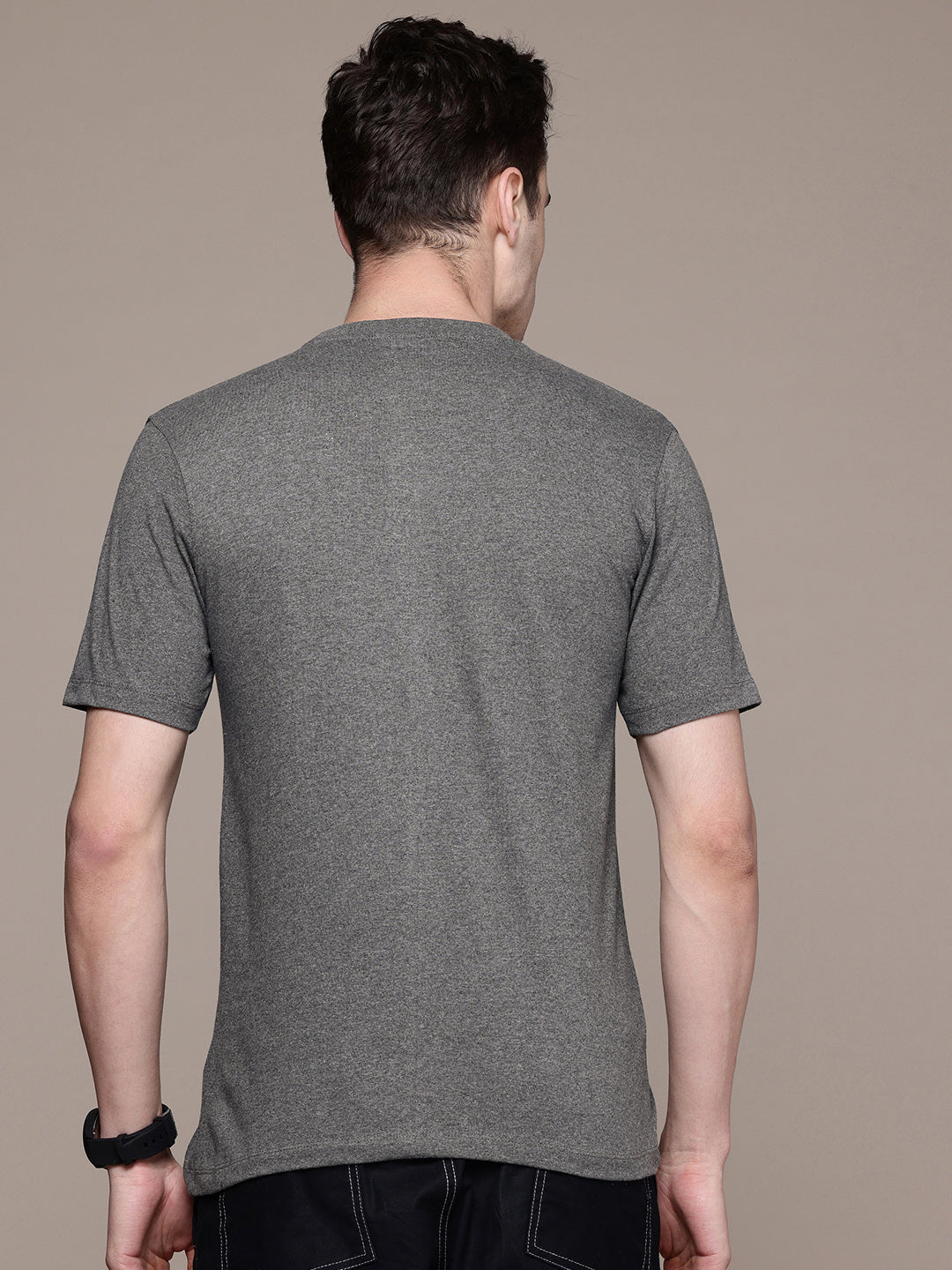 Mens Regular Half Sleeve Andhra Melange T-Shirt