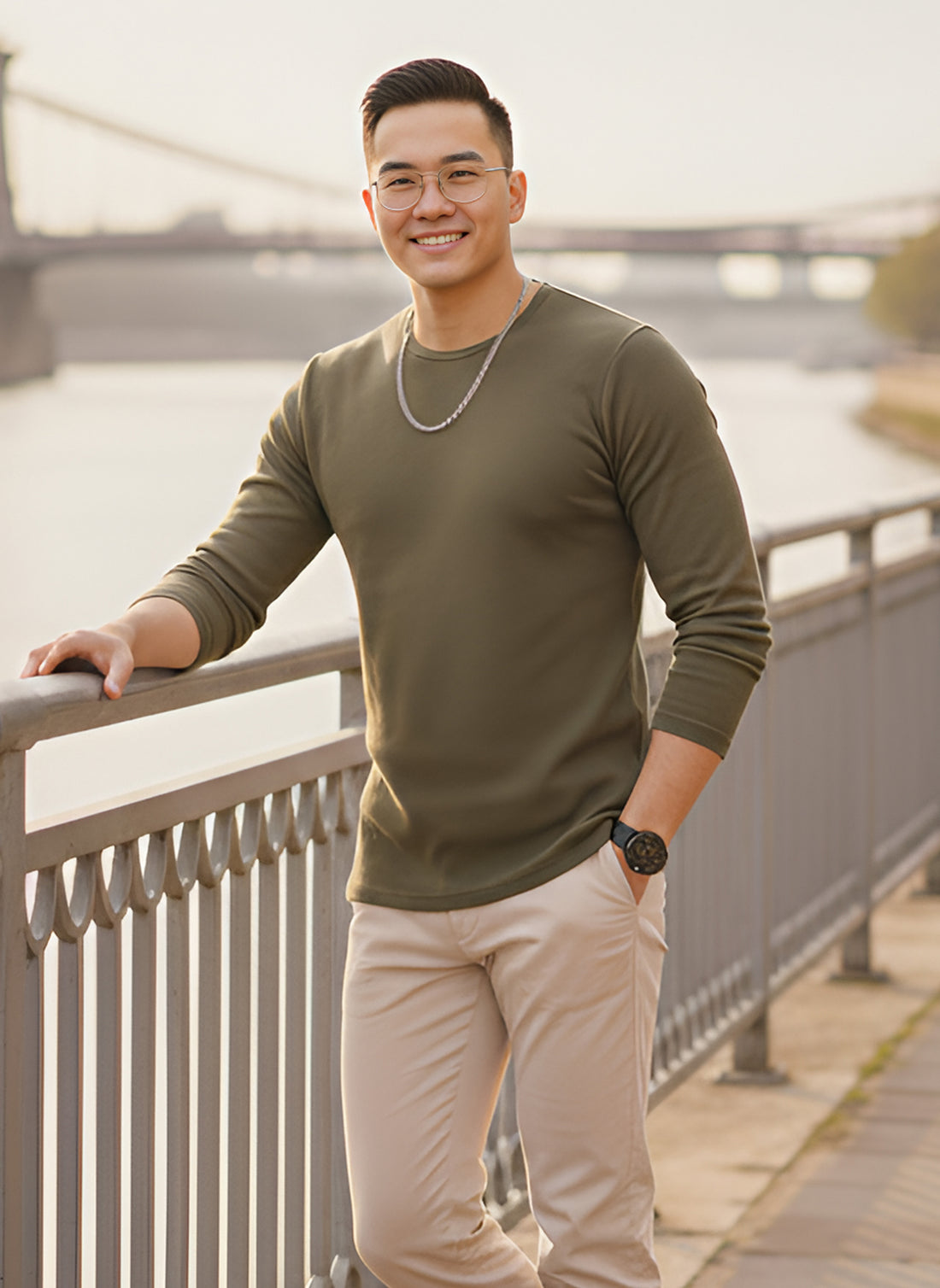 Long Sleeve Olive Green T-Shirt
