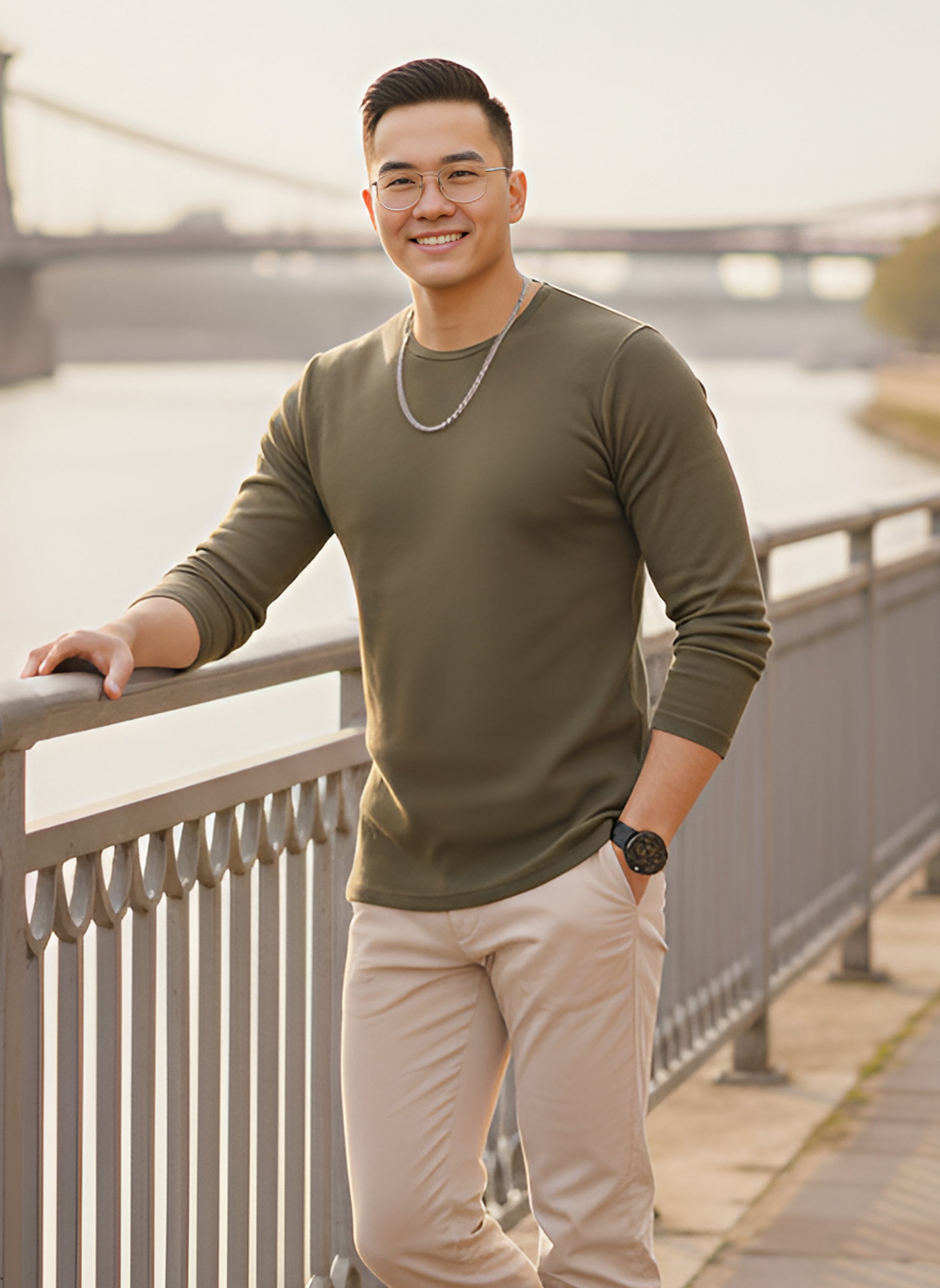Long Sleeve Olive Green T-Shirt