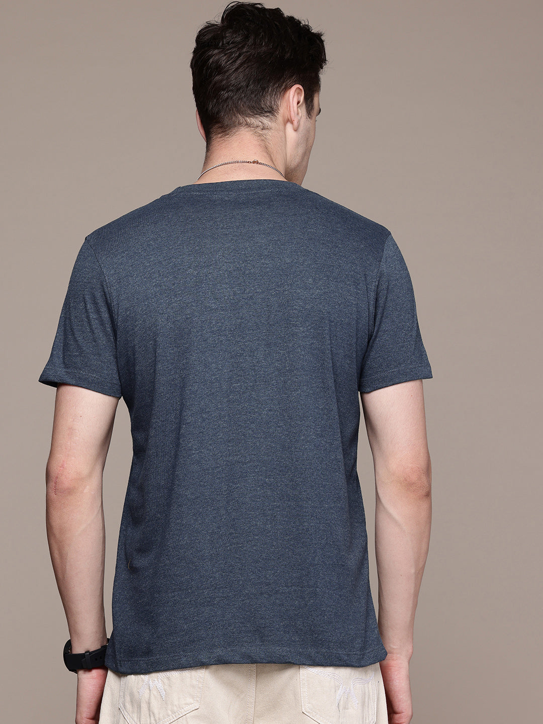 Mens Regular Half Navy Melange T-Shirt