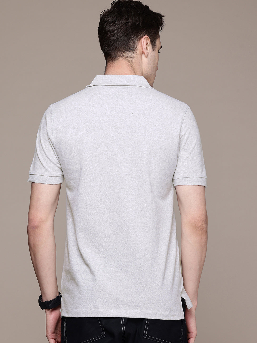 White Melange Polo T-Shirt