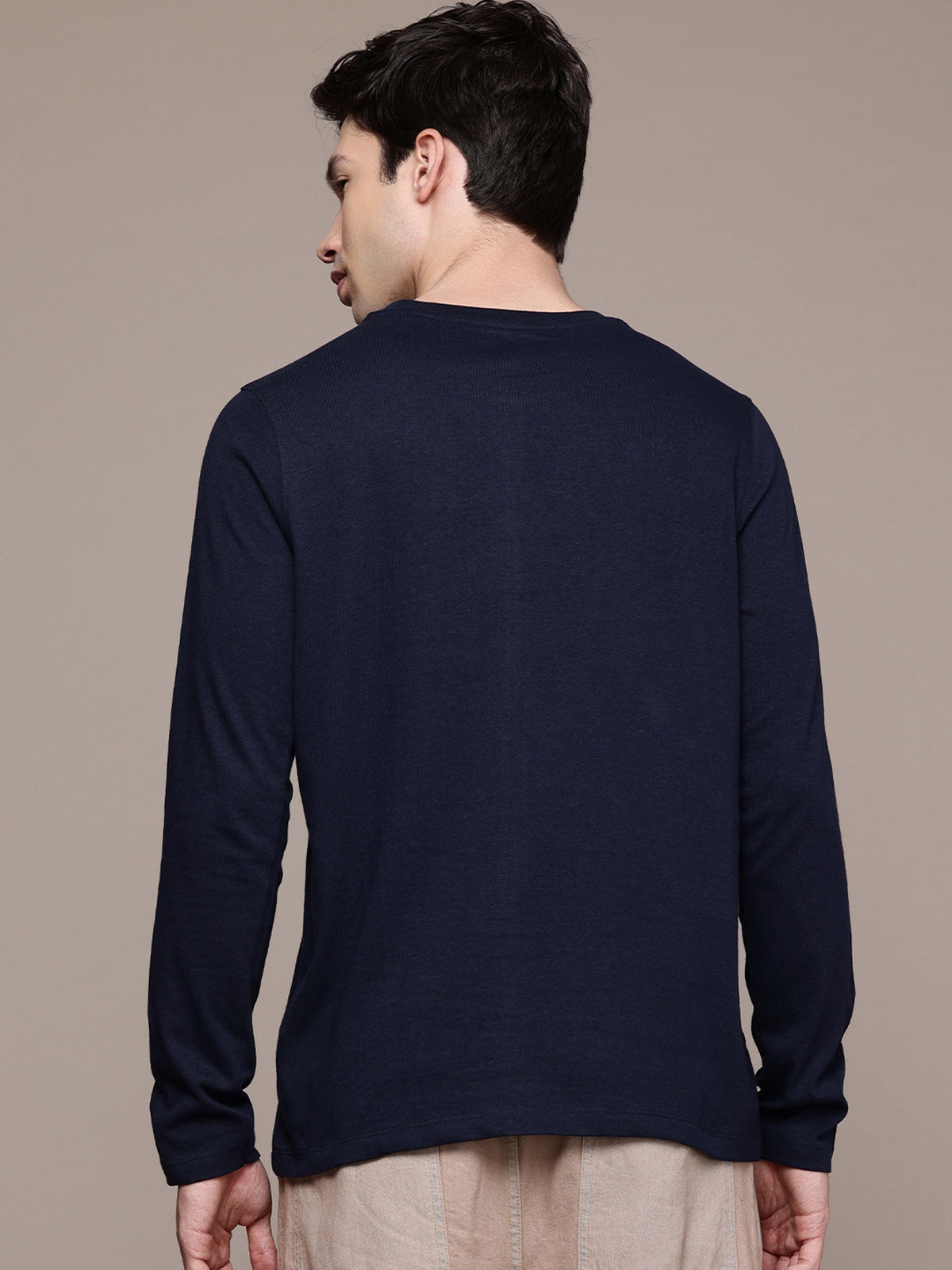 Mens Graphic Long Sleeve Navy T-Shirt