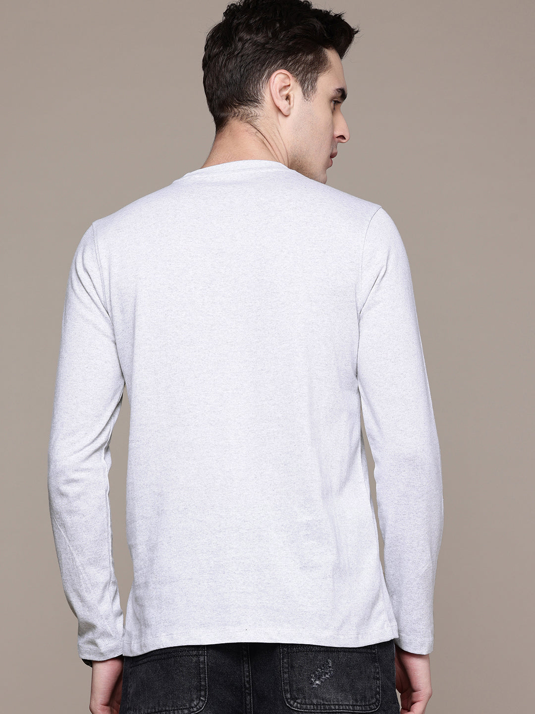 Long Sleeve White Melange  T-Shirt
