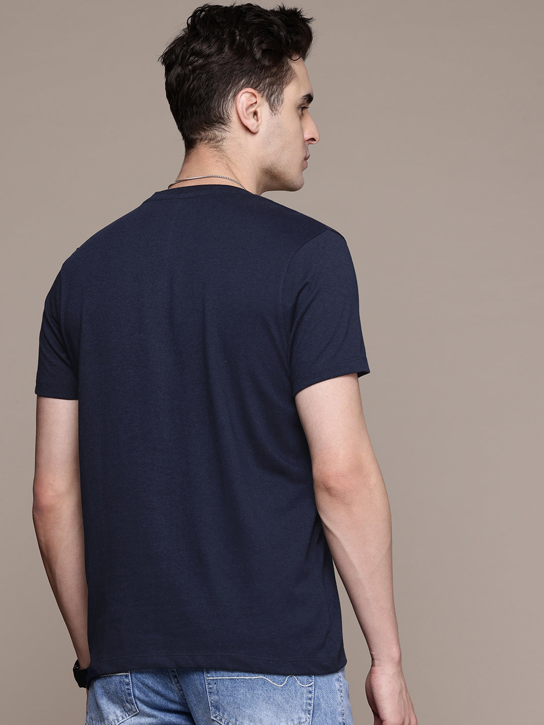 Mens Regular Half Sleeve Navy T-Shirt