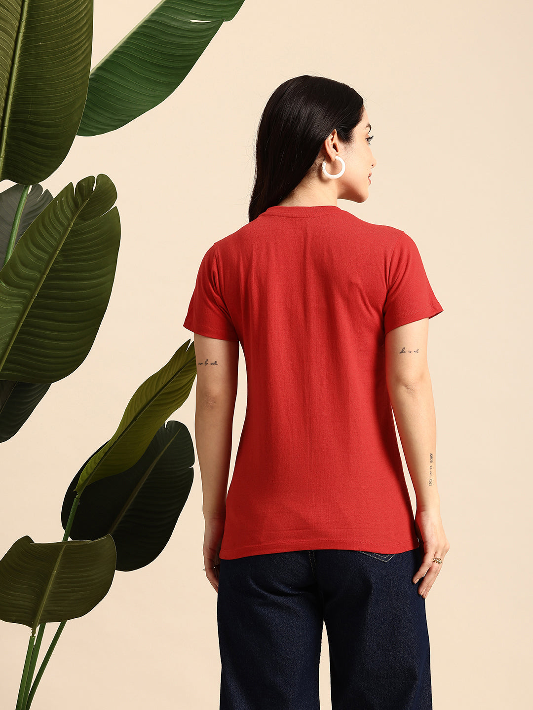 Half Sleeve  Red T-Shirt
