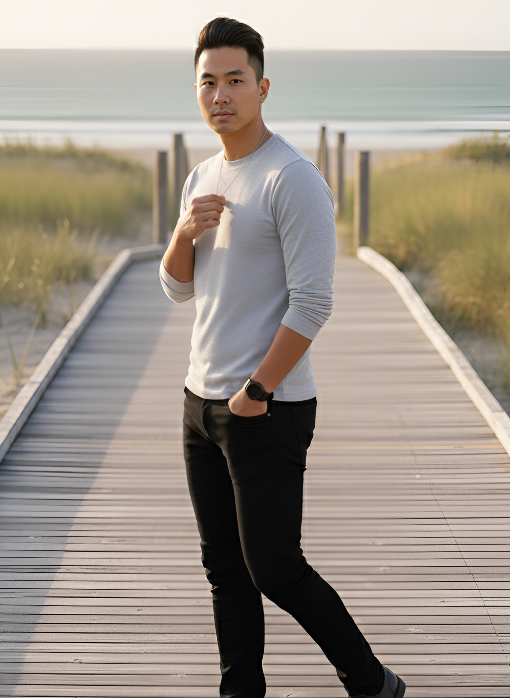 Long Sleeve Grey Melange T-Shirt