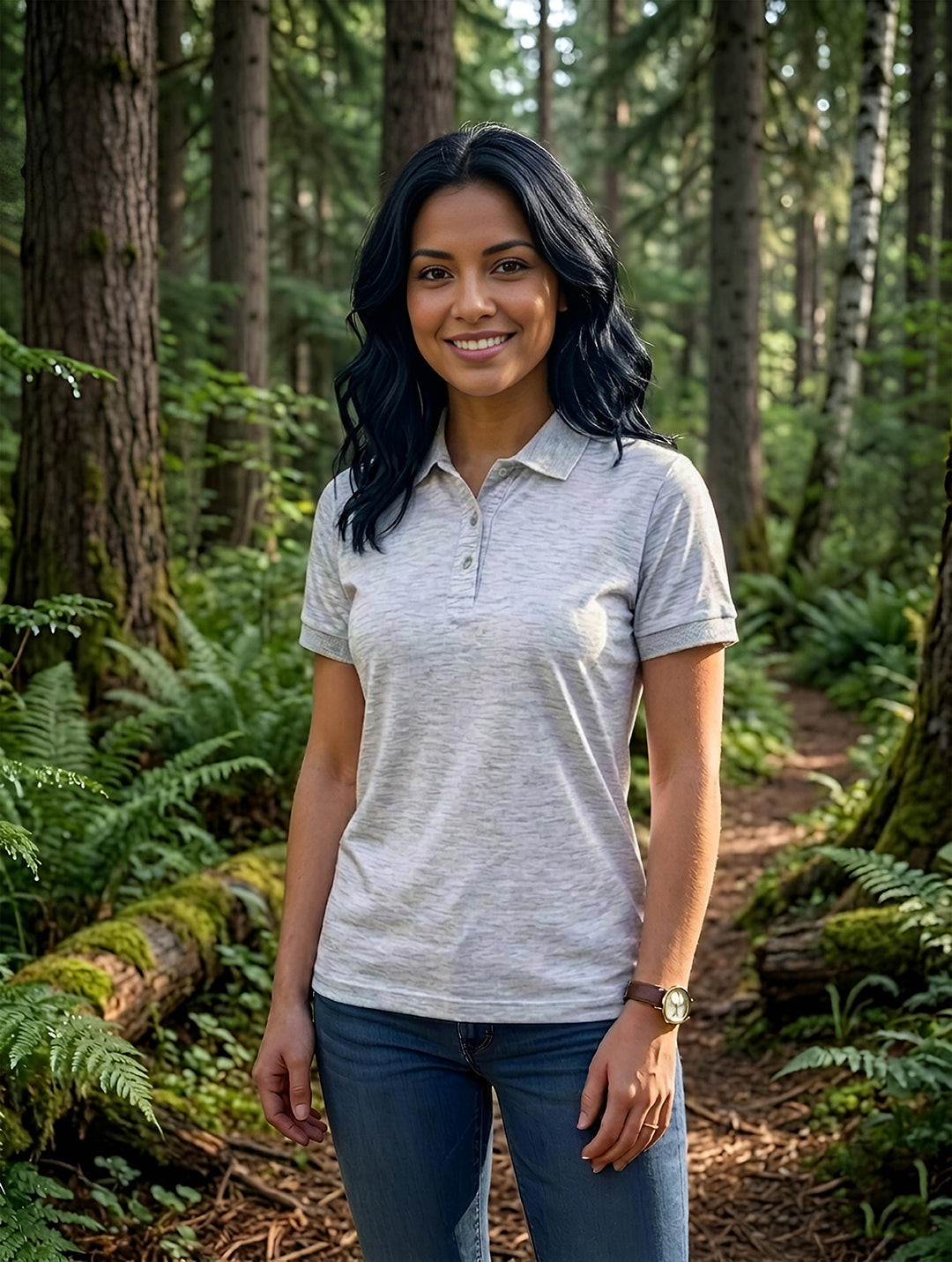 Womens Polo White Melange T-Shirt